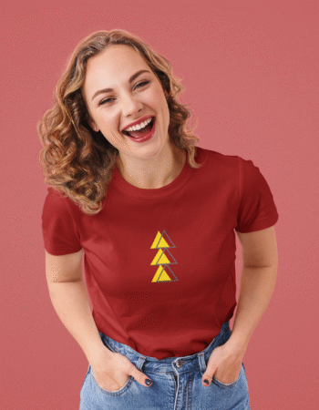 Geometric Ascend Tee (Maroon ) - Woman