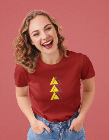 Geometric Ascend Tee (Maroon ) - Woman