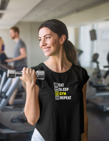 “Eat. Sleep. Gym. Repeat.” Tee - Woman