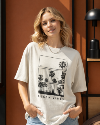 "Beach Vibes Oversized" Tee - Woman